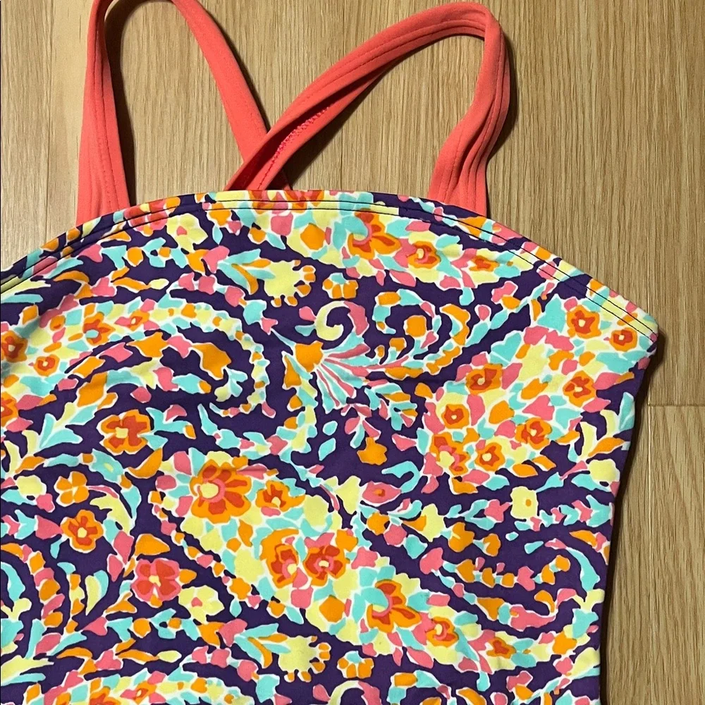 Lands' End Girls' Floral Paisley One-Piece Swimsuit, size girls 10